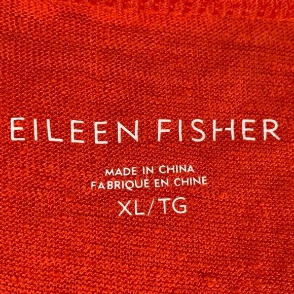 Eileen Fisher top linen v neck short sleeve oversized hi lo notched hem nubby - Picture 3 of 5
